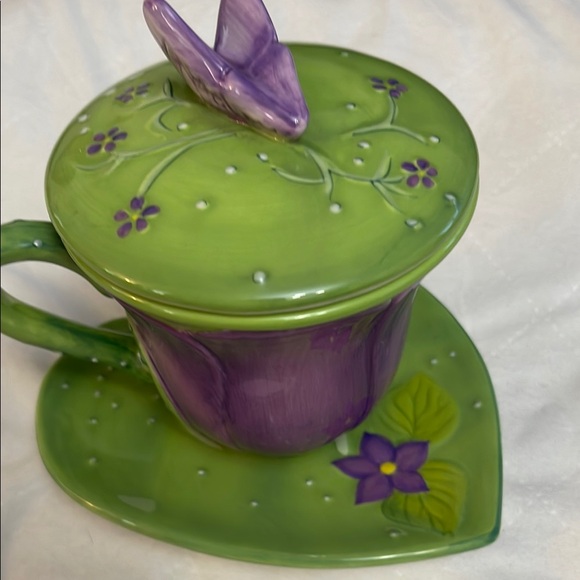 Very Rare Flawless Suzanne Somers 4pc Violets Ceramic Tea Set - Picture 12 of 12